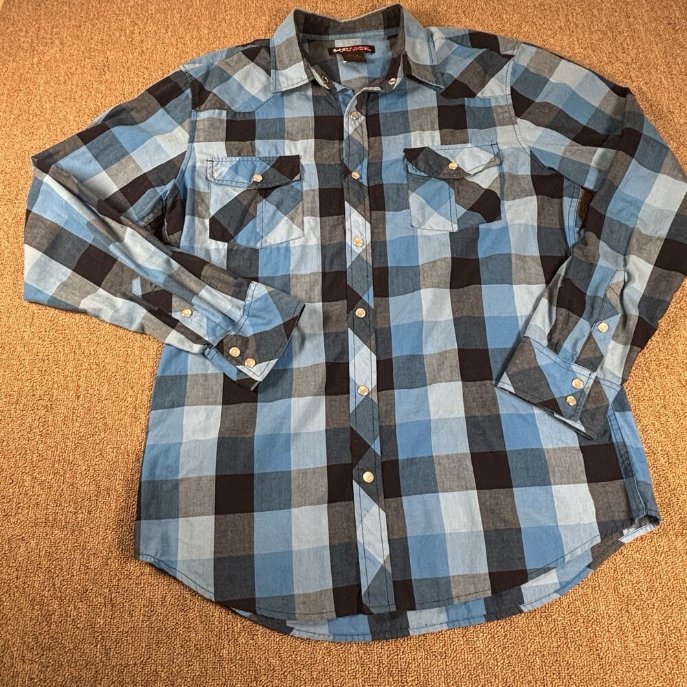 Tony Hawk Pearl Snap Button Up Shirt Large Blue Skate